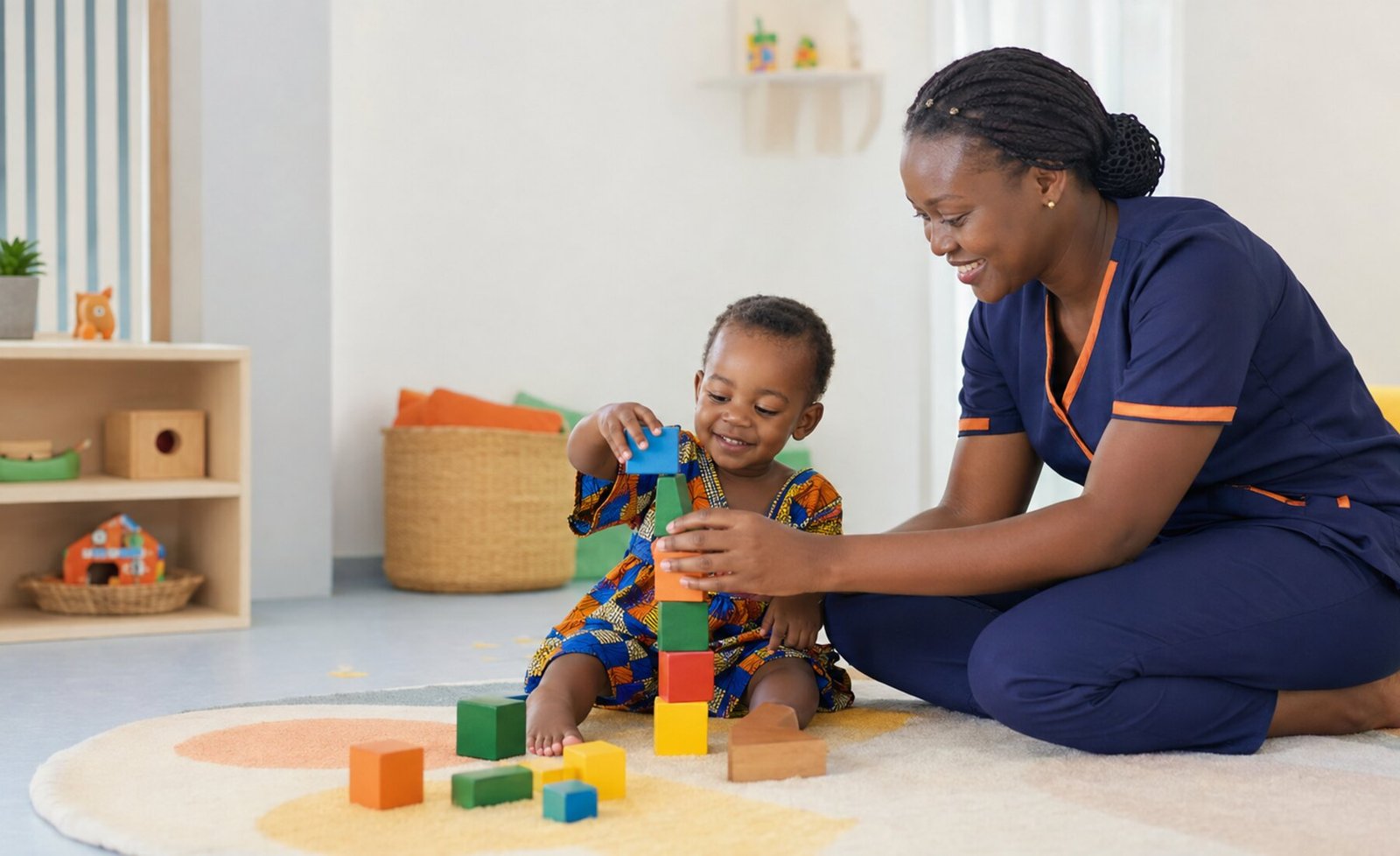 Bébé accueilli avec douceur par une professionnelle de la petite enfance