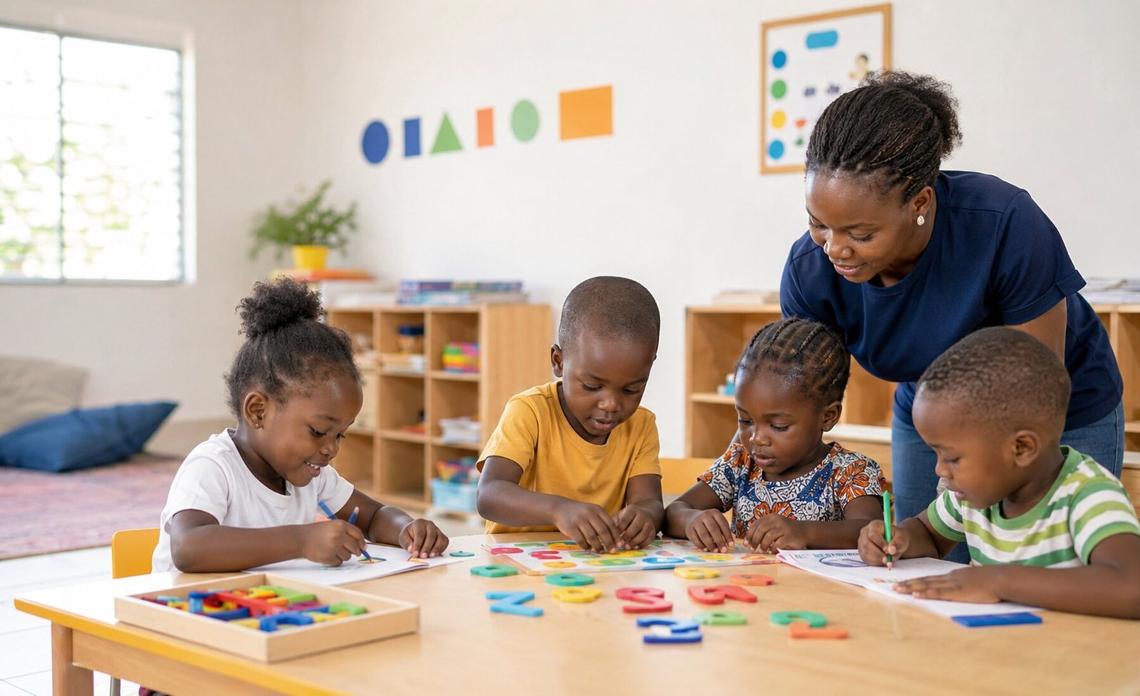 Enfants de maternelle participant à une activité pédagogique